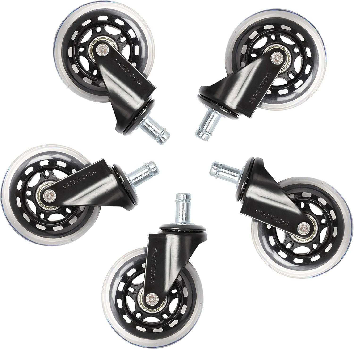 Finnhomy Office Chair Caster 3'' Wheels Hardwood Floor Wheels Replacement Set of 5 Gaming Swivel Chair casters Rolling Desk Chair Casters Durable Rolling Smooth Heavy Duty Black: Furniture & Decor