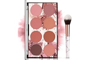 NewBang 8 Colors Blush Palette, Matte Mineral Blush Powder Bright Shimmer Face Blush,Contour and Highlight Blush Palette,Professional Facial Beauty Cosmetic Makeup Blush