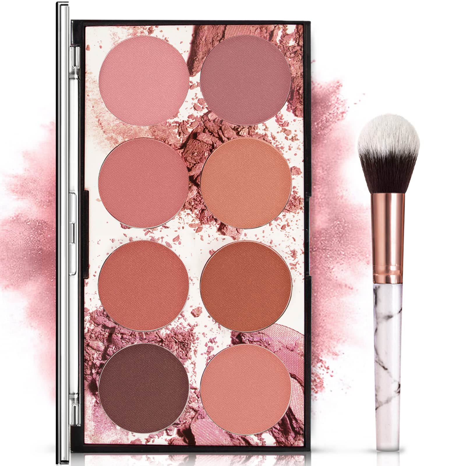 Photo 1 of NewBang 8 Colors Blush Palette, Matte Mineral Blush Powder Bright Shimmer Face Blush,Contour and Highlight Blush Palette,Professional Facial Beauty Cosmetic Makeup Blush