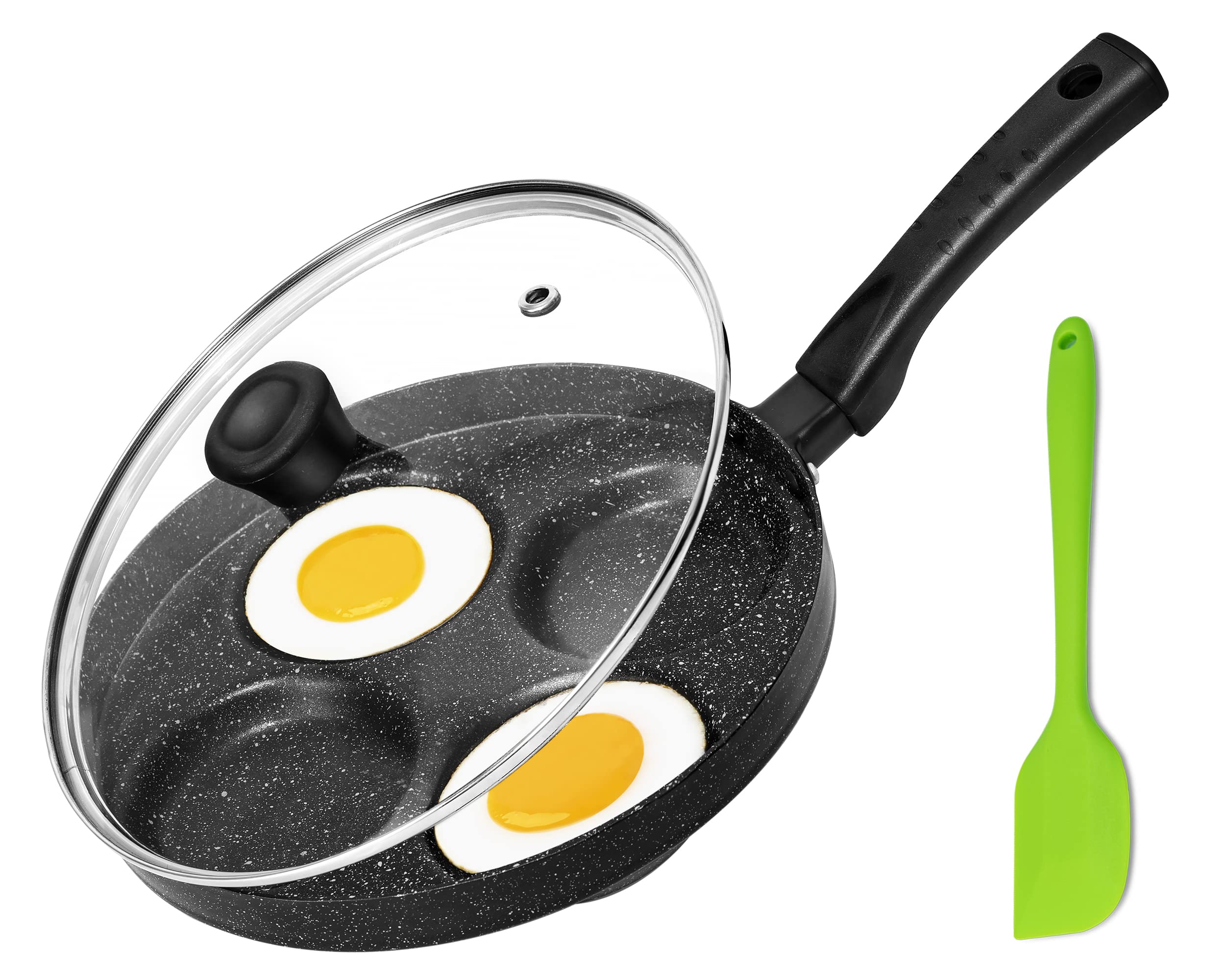 Photo 1 of MyLifeUNIT Egg Frying Pan, 4-Cup Nonstick Fried Egg Pan, Aluminum Egg Cooker Pan with Lid and Spatula