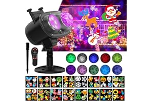 SOMKTN 4th of July Projector Lights LED Holiday Projector Outdoor, Waterproof 2-in-1 Ocean Wave Effect Independence Day Projector with 16 Slides Patterns & 10 Colors for House Garden Yard Xmas Decorations