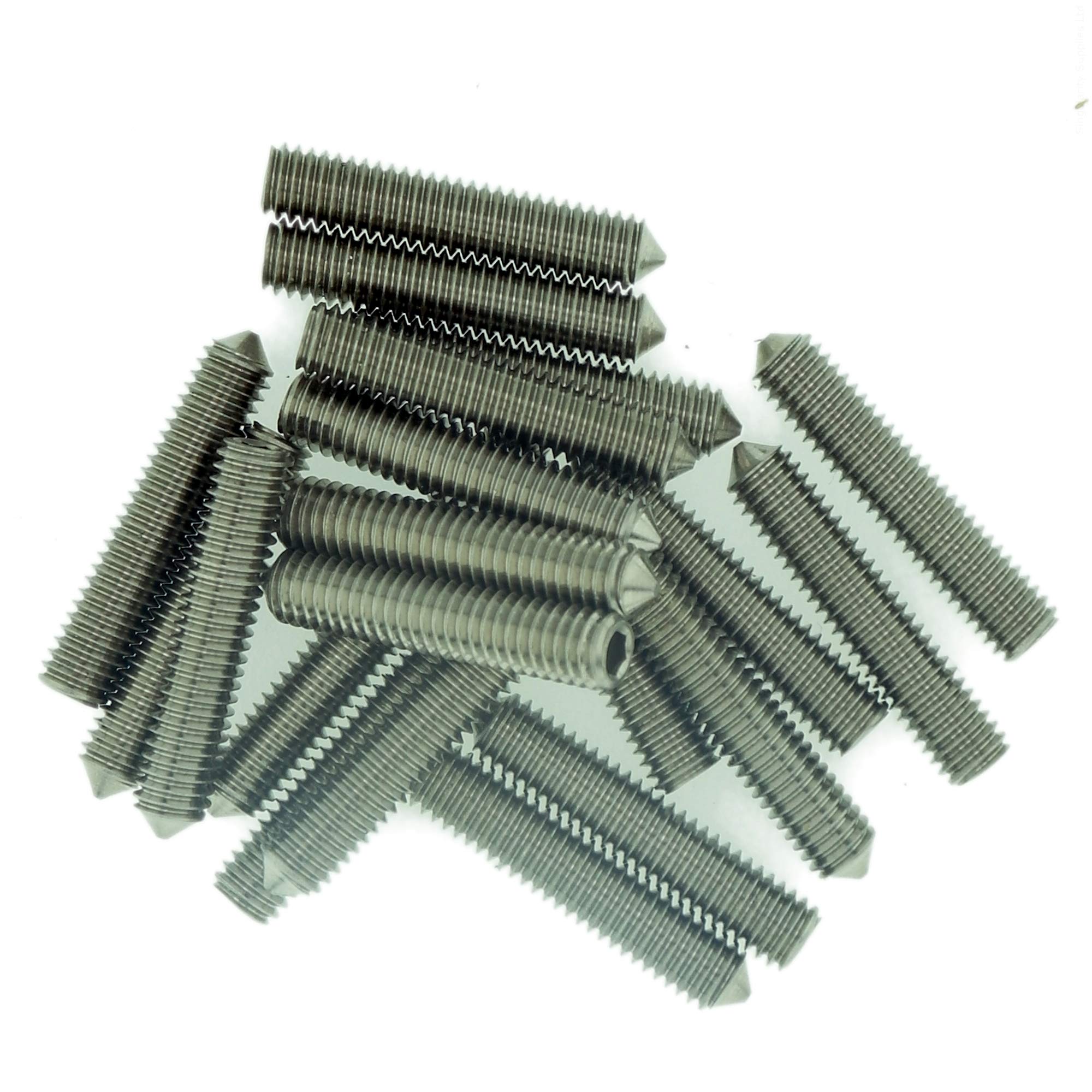 M4 (4mm x 20mm) Hex Socket Grub Screw (Cone Point) - Stainless Steel (A2) (Pack of 20)