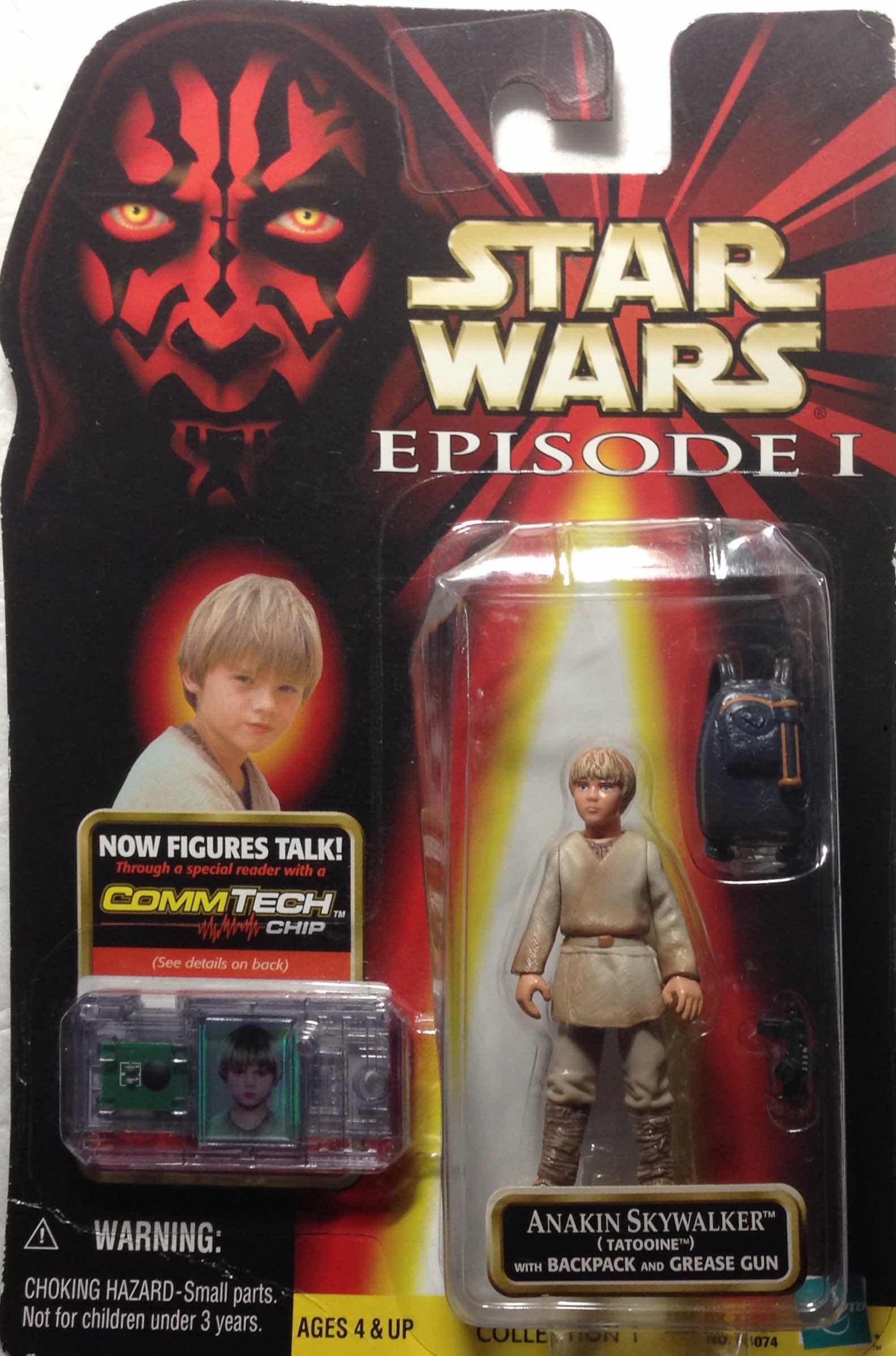 Star Wars - Episode 1 - CommTech Chip Card - Hasbro - Anakin Skywalker (Tatooine) - 3" Figure - with Backpack and Grease Gun - 84074