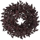 Hollyone 24inch Fall Wreath for Front Door Artificial Cimicifuga Foliage Wreath Fall Decor Artificial Flower Wreaths Handmade Outdoor Indoor Halloween Farmhouse Harvest Autumn Decorations Home Decor
