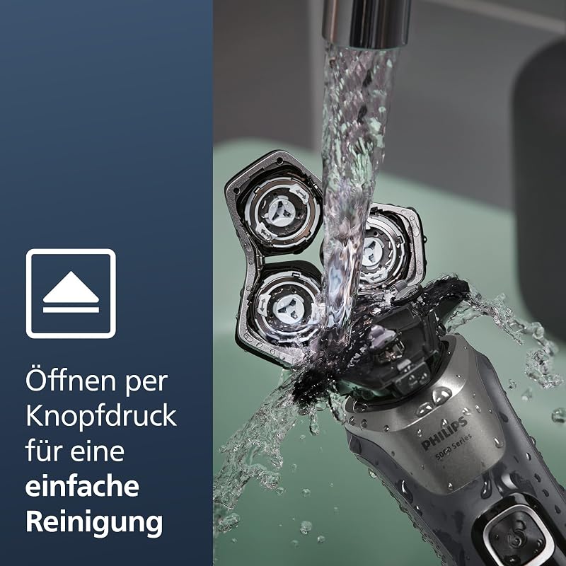 Shaver Series 5000 – Elektrischer Rasierer für Herren, Nass- & Trockenrasierer in Carbongrau, integrierter ausklappbarer Trimmer, weiche Tasche, Schutzkappe & Ladestation (Modell S5887/13) — Foto 7 von 7