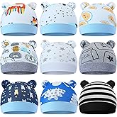 Geyoga 9 Pieces Newborn Baby Hat Bear Ears Infant Caps Baby Boy Girl Toddler Hats Beanie Caps, 2 Ears