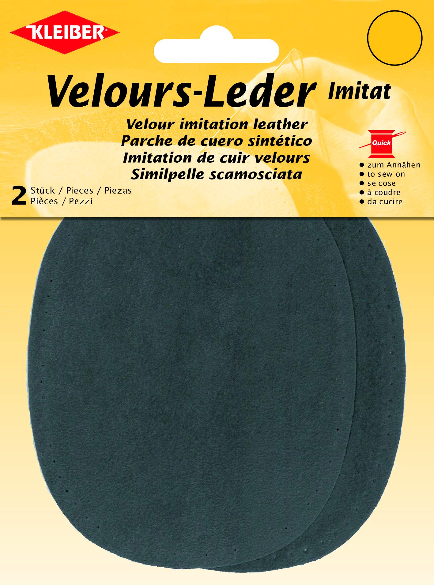 Kleiber 12.5 x 10 cm Imitation Suede Leather Sew on Knee/Elbow Patches Oval, Dark Grey