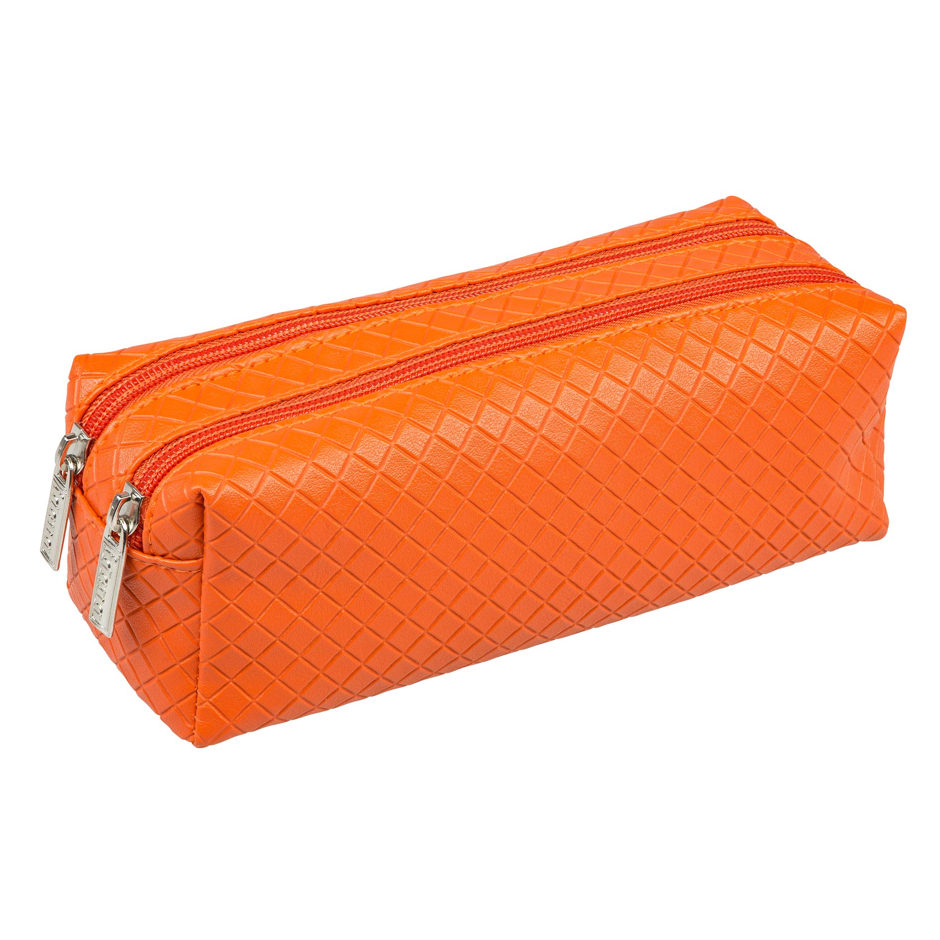 Idena 22921 - Double Pencil Case with Two Compartments - Orange - Pack of 1