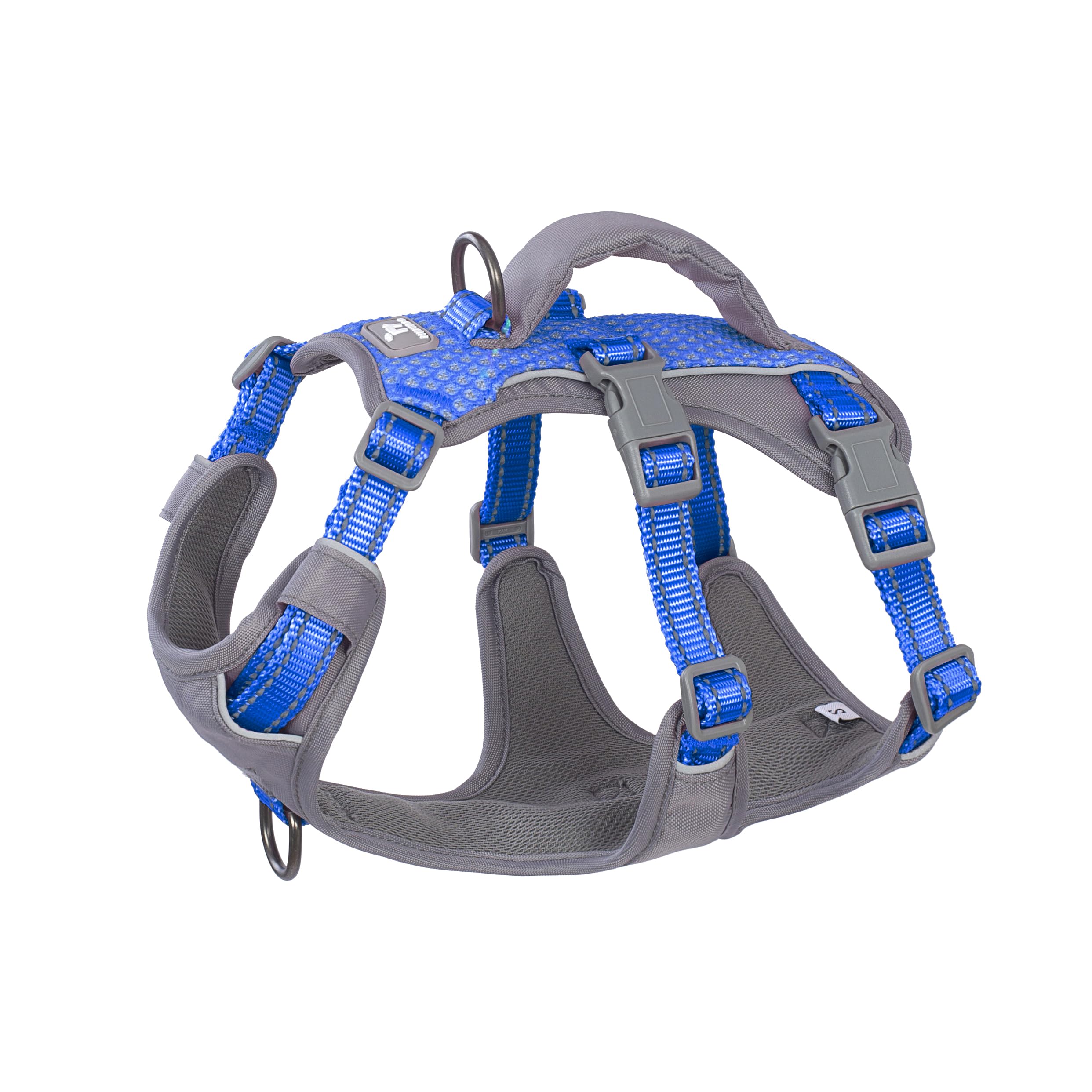 Huntboo Escape Proof Dog Harness Medium, Anti-Pull Dog Harness with Handle, Breathable, Adjustable, Reflective Dog Harnesses, Lightweight Dog Harness for Small and Large Dogs Outdoor (Sea Blue,L)