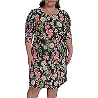 navy blue dress for baby girl Tommy Hilfiger Women's Color-Blocked Asymmetric Scuba Dress - Black/Ivory