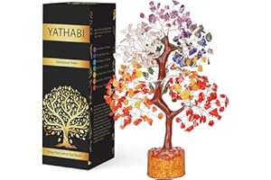 YATHABI Seven Chakra Tree - Crystals - Crystal Tree for Positive Energy - Feng Shui Tree - Chakra Tree of Life Decor - Good Luck Gifts - Crystals and Stones - Spiritual Items - Housewarming Gifts for Women