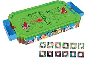 MENKIND Minecraft: Arcade Air Hockey - Overworld -Premium Series, 21" Motorized Tabletop Game, Iconic Sounds, Licensed Collectible Toy, Adult-Kid 3+, 2 Player