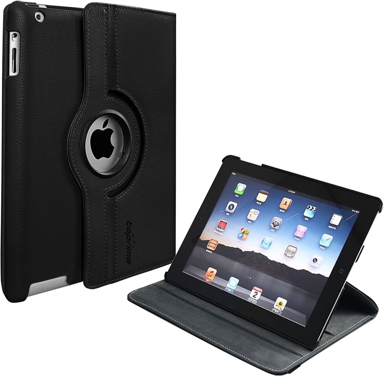 iPad Case,iPad 2/3/4 Case - Toprime 360 Degree Rotating Stand Smart Case Cover for iPad 2nd generation,ipad 3rd generation,ipad 4th generation,Black