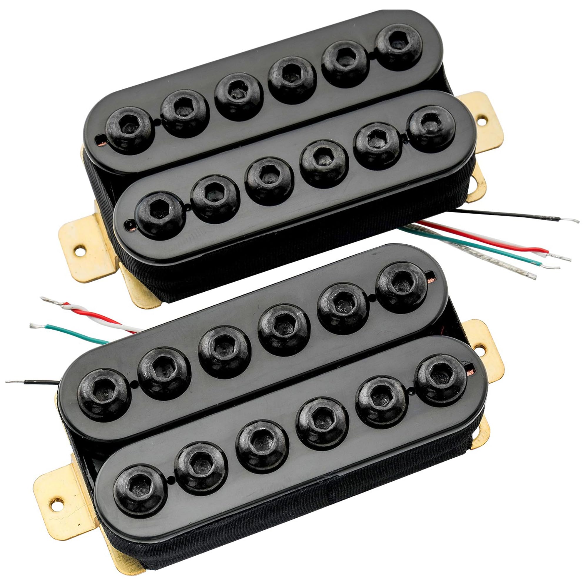 Artec HIVB Invader Style Ceramic Humbucker Pickup Uncovered Adjustable Hexagonal Poles Neck Bridge Pickups Set for Electric Guitar, Black