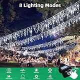 LEDYA Icicle Outdoor Christmas Lights 46ft 360 LED 8 Modes IP44 Timer view 2