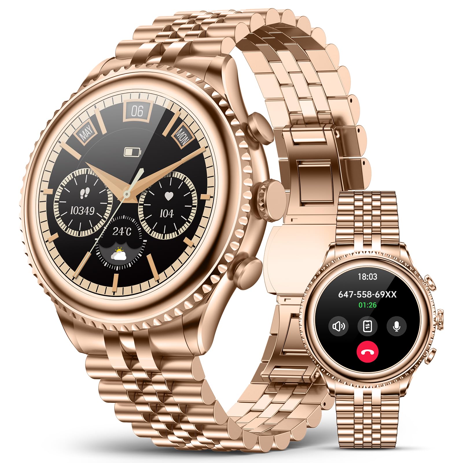 Photo 1 of High-end Luxury Smart Watch for Men, Rotating Dial (Axe-Cut Bezel) Smartwatch, 1.32" AMOLED Display, Heart Rate, Blood Pressure, SpO2, Sleep Monitor, Stainless Steel Build, Compatible Android and iOS