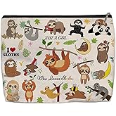 Aypvora Sloth Makeup Bag for Women - Lightweight Travel Pouch with Lining, High-definition, Double-Sided Printed, Funny Sloth Gift Bags for Birthday & Christmas Gifts