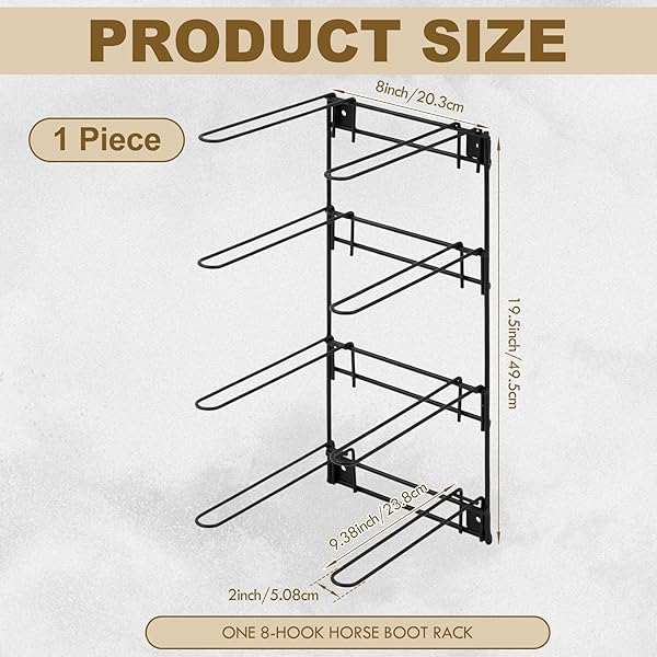 DURAAAMO HORSE BOOT RACK HOLD 4 PAIRS OF BOOTS MOUNTED COLLAPSIBLE ORGANIZER & DRY HANGER BOOT HOLDER STORAGE FOR EQUESTRIAN ENTHUSIASTS HORSE STALL ACCESSORIES,19.5″ H X 8″ W X 9 3/8″ DEPTH