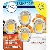 Febreze Bathroom Air Freshener, Odor-Fighting, Plug In Alternative, Air Fresheners for Small Spaces in Home, Bathroom, Kitchen, &amp; Closet, Pet &amp; Litter Box Odor Fighter, Hawaiian Aloha Scent, 4ct