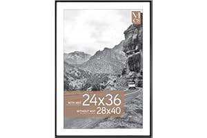 MCS Everline Collection 28x40 Poster Frame, Display Pictures 24x36 With Mat or 28x40 Without Mat, Vertical & Horizontal Wall 