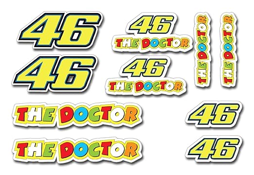 title=Set di 10 adesivi multiuso, motivo Valentino Rossi The Doctor 46