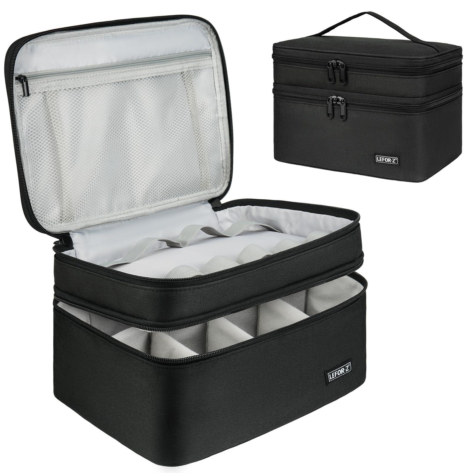 Photo 1 of LEFOR·Z Medicine Storage Bag,Double Layers Pill Bottle Organizer Bag Empty with Lockable Zipper&Adjustable Divider,Medication Travel Carrying Bag for Pills,Vitamins,Medical Supplies