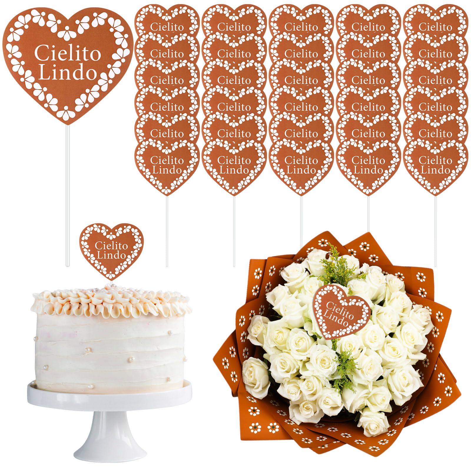 Photo 1 of Weysat 30 Pcs Cielito Lindo Cupcake Toppers Mexican De Barro Cake Decorations Cielito Lindo Party Mexican Talavera Decor for Wedding Birthday Party