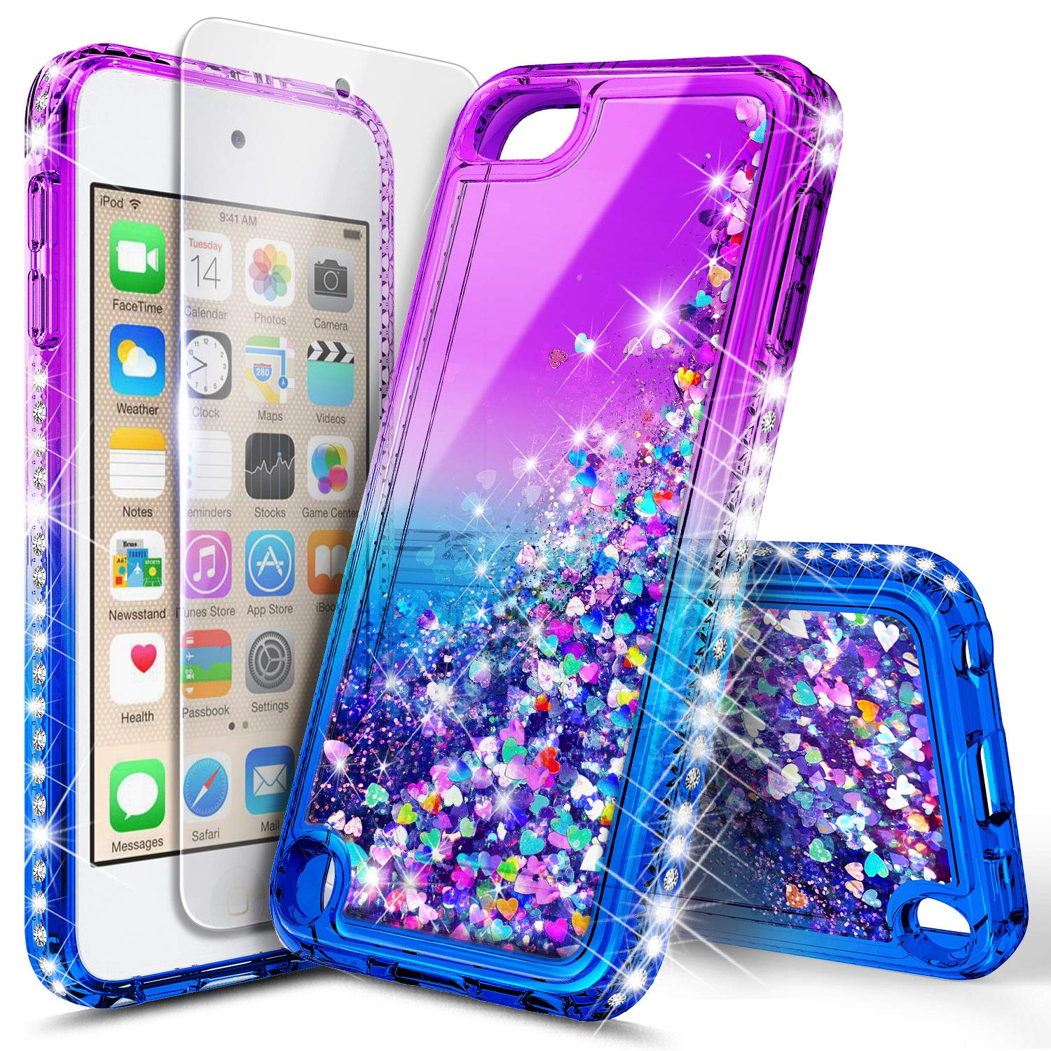 Ipod Touch 7 Case Ipod Touch 5 6 Case With Premium Hd Screen Protector For Girls Nagebee Glitter Sparkle Liquid Floating Durable Clear Cute Case For Ipod Touch 7th 6th 5th Generation Purple Blue Buy Online