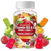 Wekannufod Sugar-Free Vitamin D3 K2 Gummies with Calcium + K2 (MK-7), Magnesium Citrate, Vitamin C, Extra Strength - Ultimate Absorption for Bone Muscle Teeth Immune, Vegan - 60 Gummies