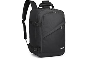 Kono Carry on Backpack, 16" Airplane Approved Under Seat Travel Backpack for Men and Women, Waterproof Lightweight Daypack for Flight 20L (Black, Small)