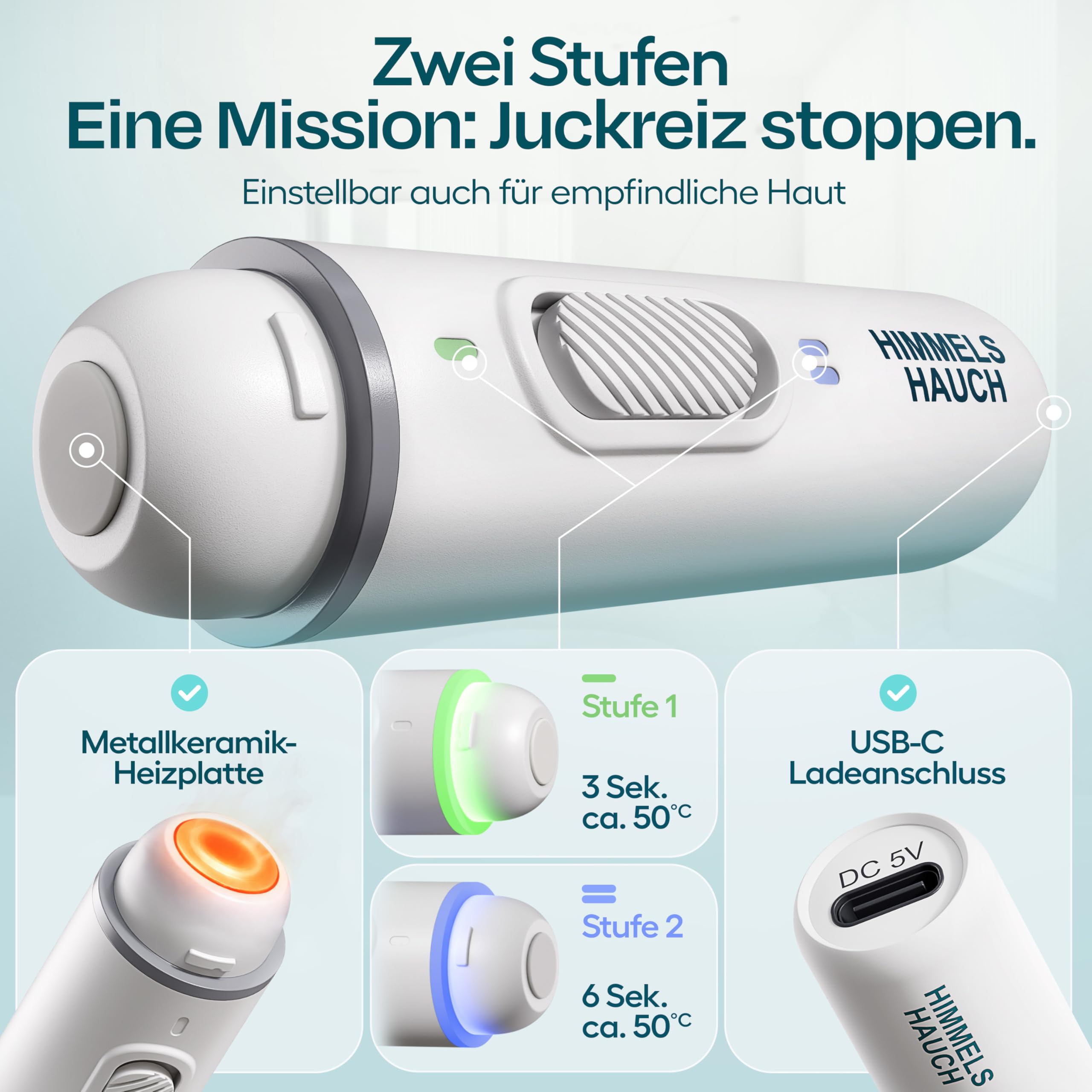 HIMMELSHAUCH MEDICAL Mückenstich Hitzestift | Insektenstichheiler USB C | Elektrischer Stichheiler nach Insektenstichen gegen Wespenstich Gelsenstich Mosquito | Mücken Bite Heat Stift | Mückenstift 3
