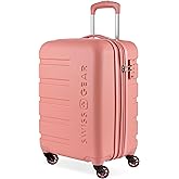 SwissGear 7366 Signature Hardside Expandable Luggage with Spinner Wheels, TSA Lock, Cup-Holder, Coral Almond, Carry-On 19-Inch