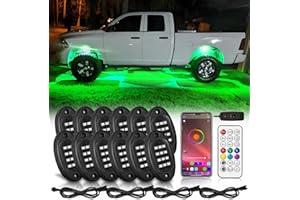 LD DARKEAGLE 12Pods RGB LED Rock Lights Kit for Trucks Pickup Jeep Golf Cart ATV UTV RZR Offroad with APP/RF Remote Control, Chasing Dream Color Underglow Light Multicolor Neon Underbody 12V Waterproof Music Mode