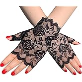 ATHX Women's 80s Lace Opera Tea Party Gloves Bridal Wedding Fingerless Prom Gloves Costume Accessories