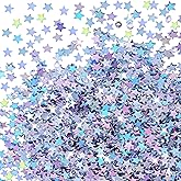 3000 Pieces Iridescent Star Confetti Metallic Foil Table Confetti Stars Sequin Sprinkles Table Scatter Decor for Disco Themed, Birthday Wedding Party Decoration