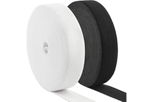 Coopay 22 Yards 1 Inch Elastic Bands for Sewing High Elastic Spool Knit Heavy Stretch for Waistbands Pants Clothes and Crafts DIY, 2 Rolls, 11 Yards/Roll (Black and White)
