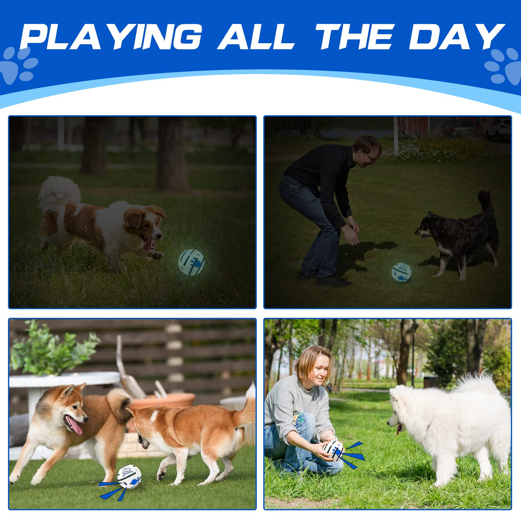 Interactive Dog Ball Toy With Ropes - Automatic Moving & Rolling Smart Ball For Small, Medium & Large Dogs, Training & Play