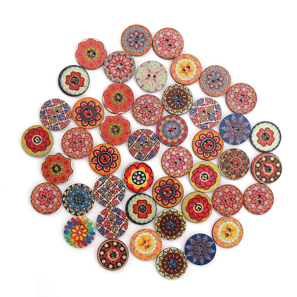 Homo Trends 250PCS Wooden Buttons Knitting Accessories Mixed Random Colorful Wooden Craft Buttons Baby Buttons for Cardigans, Knitting, Sewing, Crafting(3Sizes-15mm/20mm/25mm)