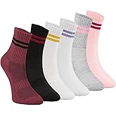 FOURSOLOS Women Athletic Ankle Socks Size 6–9, Cotton Terry Sole Tennis Socks with Blue Striped Colorful Infill on White Base
