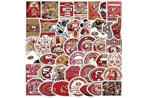 MOXIE SEE MOXIE DO 50 PCS San Francisco Stickers Decal for 49ers Stickers Pack Football Colorful Aesthetic Decal Vinyl Sticker Waterproof for Water Bottle Computer Laptop Luggage Phone Car Skateboard Bumper 2-3 inches