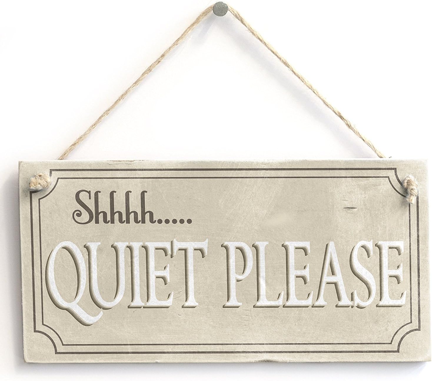 Shhhh..... QUIET PLEASE - Handmade Rustic Hanging Wooden Library Home Decor Sign Wooden Hanging Sign 4" X 8"