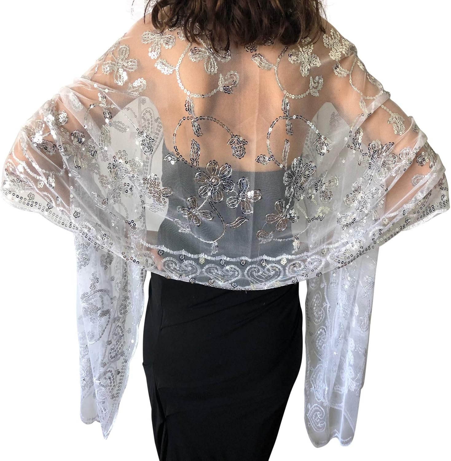 Écharpe de mariage chic à paillettes Argenté Taille unique Amazon.fr Vêtements et accessoires