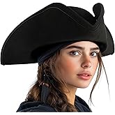 HOMELEX Adult Pirate Hat for Women Colonial Tricon Hat Halloween Costume Accessory