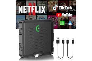HGLEQ 2-in-1 Wireless CarPlay Adapter for Streaming Netflix/YouTube/TikTok/TF Card, 2025 Magic Video AI Box & Android Auto Dongle, Plug & Play, Fit with iPhone 8+/iOS10+/Android 11+
