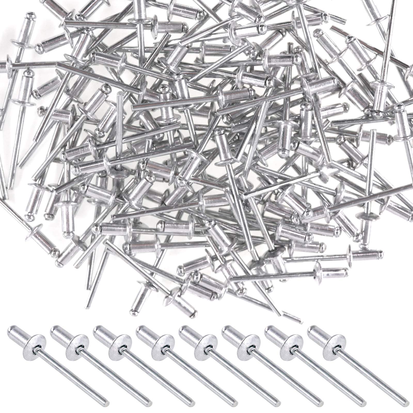 Mardatt 120Pcs Aluminum Blind Rivets 5/32 x 5/16 Inch (4x8mm) Pop Rivets Decorating Fastener Core Pulling Rivets for Sheet Metal, Woodworking, Industrial