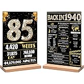 85th Birthday Party Decorations for Women Men, Black Gold Back in 1940 Birthday Decor Poster Acrylic Table Sign, 85th Birthday Party Supplies, Double-Sided
