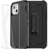 AICase for iPhone 13/iPhone 14 with Belt-Clip Holster, Screen Protector, Heavy Duty Protective Phone Case, Military Grade Full Body Protection Shockproof/Dustproof/Drop Proof Rugged Tough Cover(Black)