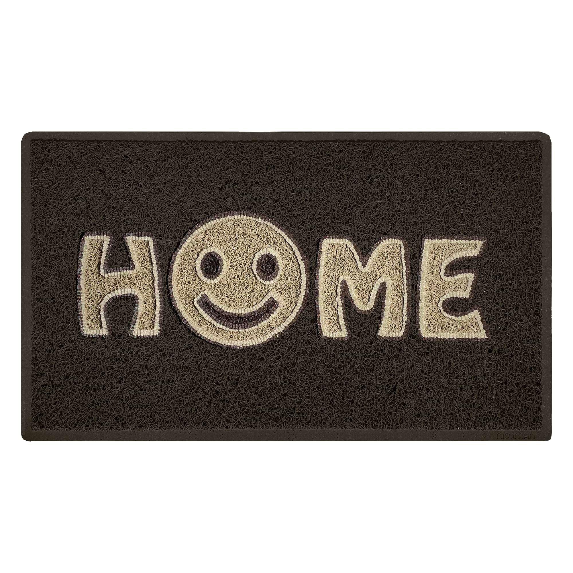 Nicoman Happy Smile Face Home Door Mat｜Welcome Barrier Dirt-Trapper Floor Mat｜Patio Garden Conservatory Doormat｜Indoor Outdoor Smile Matt (Brown with Beige)