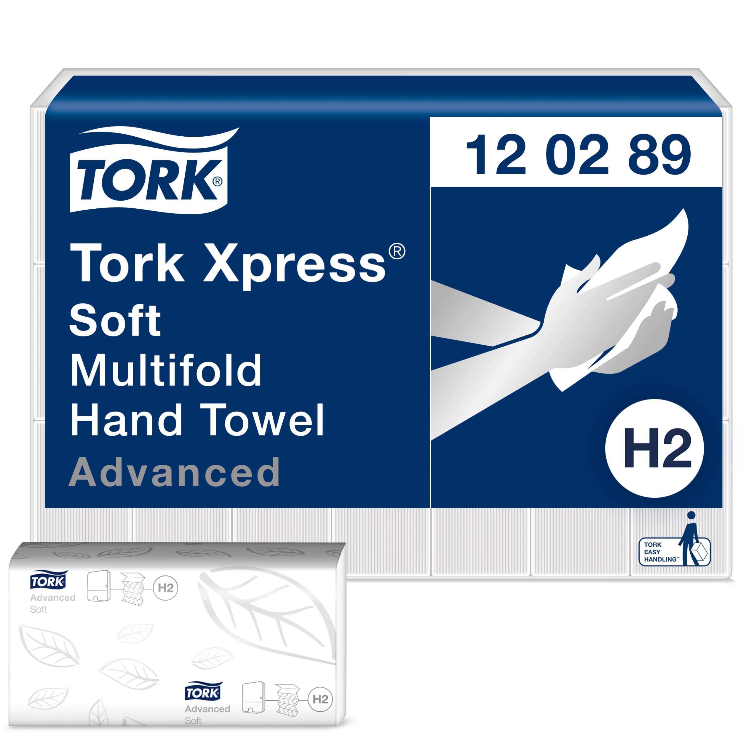 Tork Xpress Soft Multifold Hand Towels White H2, Advanced, 2-ply, Z-fold, Absorbent, 21 x 180 Sheets, 120398