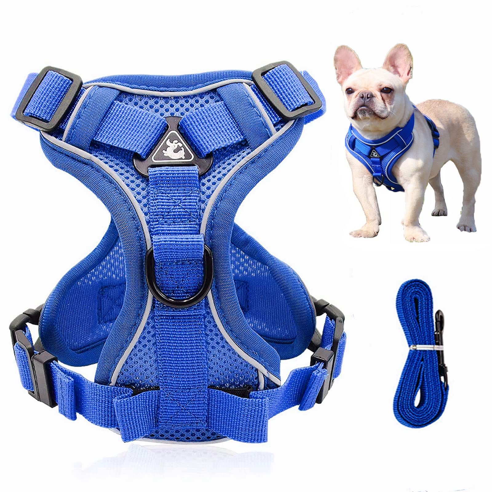 1 Premium No-Pull Dog Harness with Lead – Front-Clip Training Vest in Reflective Breathable Mesh (Adjustable Step-In Design for Small/Large Dogs & Cats - Comfort Fit for Daily Walks & Exercise)
